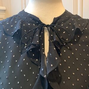 PAIGE CHIFFON RUFFLED BLOUSE METALLIC DOTS  SMALL Orig 285.-